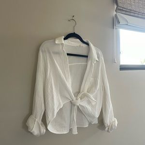 White blouse with front tie